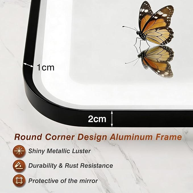 32x55 Inch Black Framed LED Bathroom Mirror - Image 8