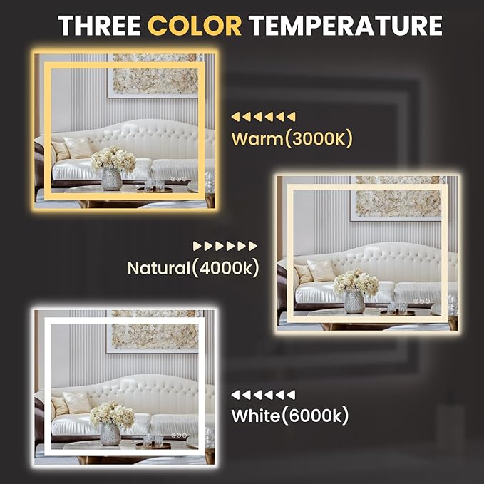 LOAAO 44"X36" LED Mirror for Bathroom, Lighted Bathroom Mirror - Image 5