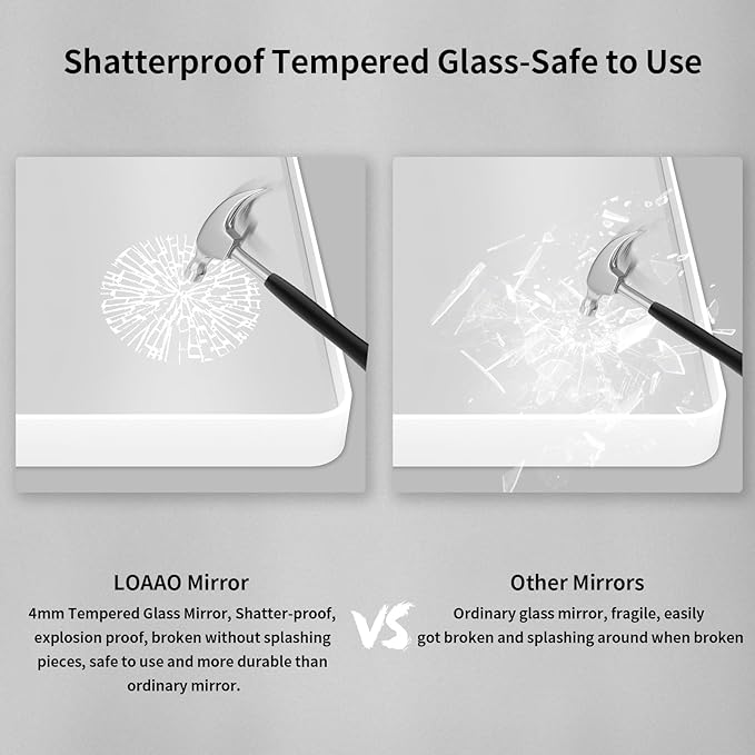 LOAAO 48x32 Inch White Metal Framed Bathroom Mirror - Image 7