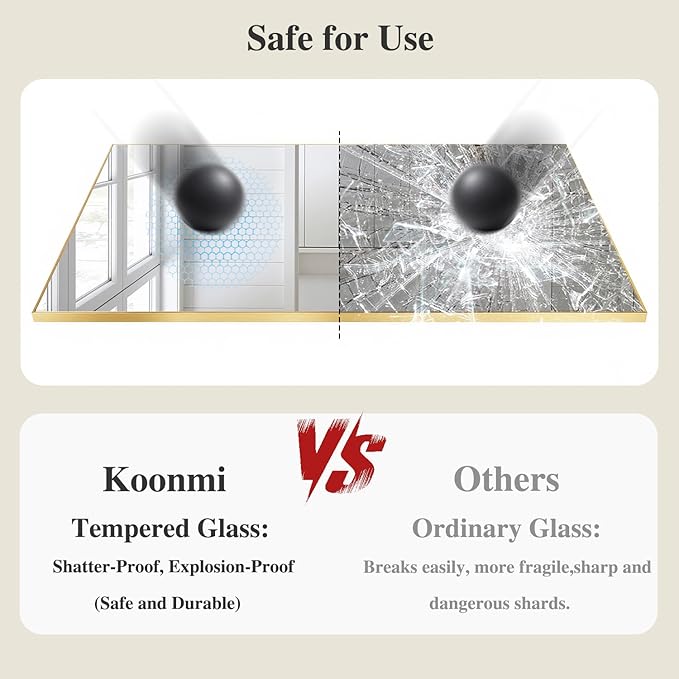 Koonmi Gold Mirrors for Wall, 30x60 Inch Bathroom Mirror, Rectangular Wall - Image 5
