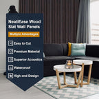 NeatiEase Wood Panels for Wall, 4-Piece 94.5" x 11" Soundproof Wood Slat Wall - Image 4