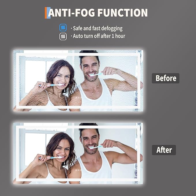 LED Bathroom Mirror 60 x 30 inch, Lighted Bathroom Vanity Mirror - Image 6