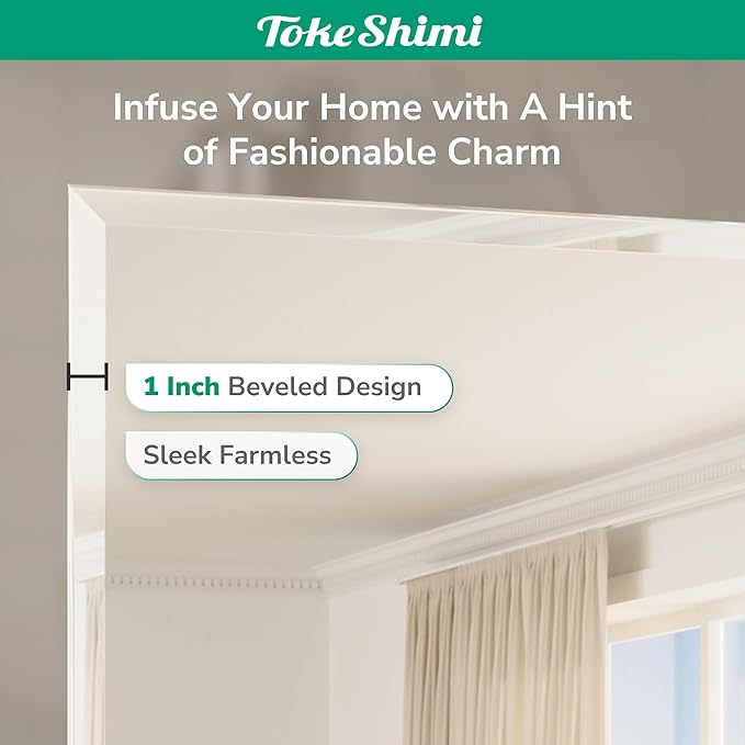 TokeShimi 48x30 Frameless Bathroom Mirror Rectangle, Tempered Beveled Mirror - Image 5