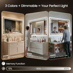30x30 LED Bathroom Mirror with Lights, Backlit + Front Lit, Lighted Bathroom - Image 3