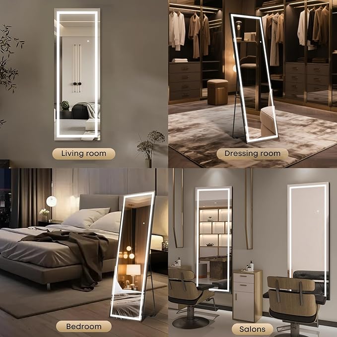 Kosmonia 59x16 Frameless Full Length Mirror, Dimmable 3 Color LED Light - Image 8