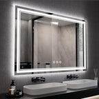 LED Mirror, 55x36 Inch Gradient Front and Backlit Lighted Bathroom Mirror by VanPokins-GlobalHighEndLEDBathroomMirrorBrand