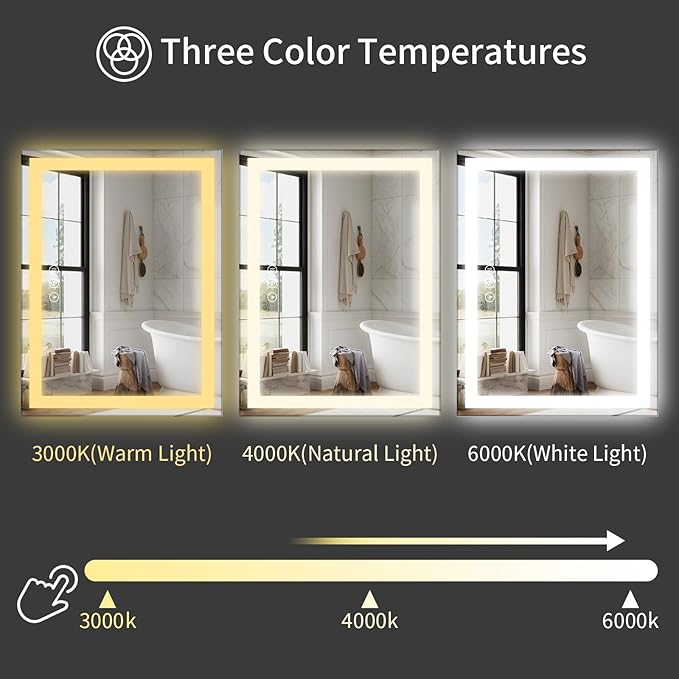 Koonmi 60"x36" LED Mirror for Bathroom, 90CRI Anti-Fog Vanity Mirror - Image 6