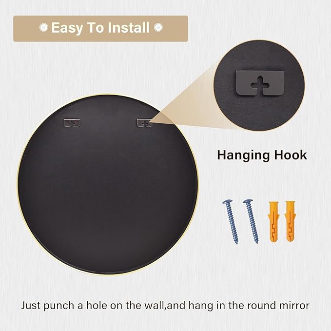 HARRITPURE Round Mirror 36 Gold Wall Mounted Circle Mirrors Vanity Mirror - Image 6
