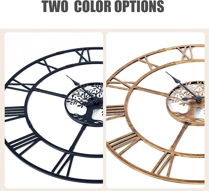 40 Inch Large Wall Clock for Living Room – Black Metal Clock - Image 7