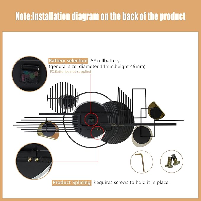 ERMOFAV Metal Wall Art, Abstract Modern Creative Geometric Round Art Decor 56" - Image 7