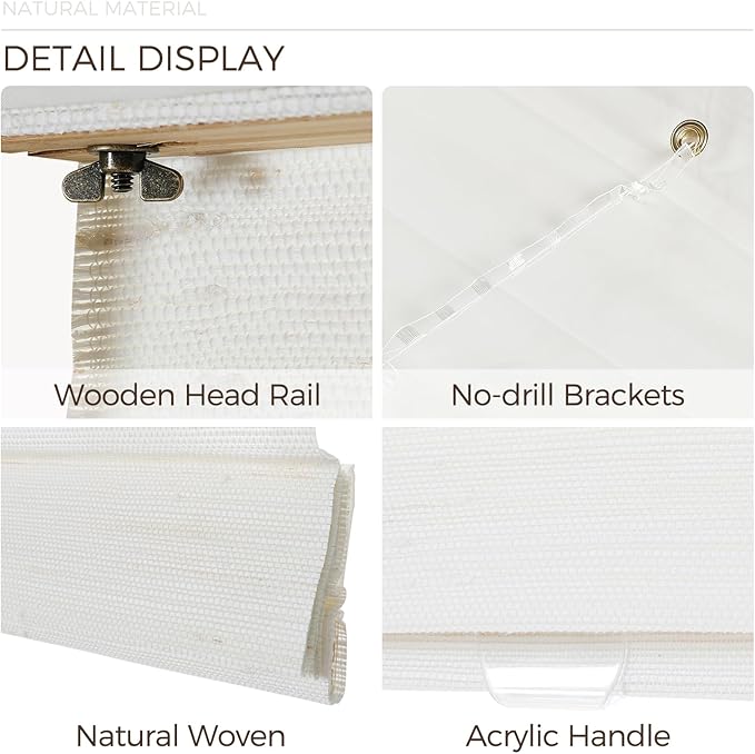 TWOPAGES Natural Woven Motorized Roman Shades, Custom Remote Control Bamboo - Image 5