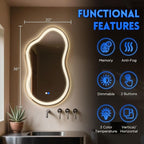 Dorlicecass Irregular Led Bathroom Mirror- Gold 20"x36" Single Piece Vanity - Image 5