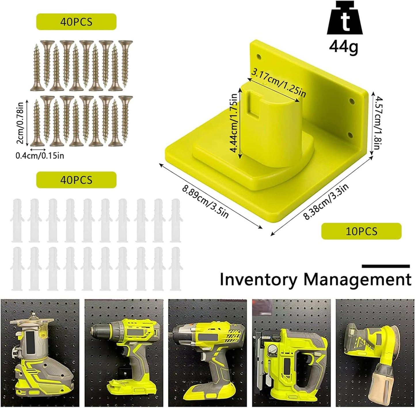 10 Pack Tool Holder Wall Mount Portable Compatible with Ryobi 18V Power Tool Holder Mount Hanger Storage Organizer with Screws Easy Installation for Workshop Garage