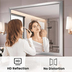 Amorho Bathroom Mirror, 40x38 Inch Silver Thick Metal Framed Wall Mirrors - Image 2
