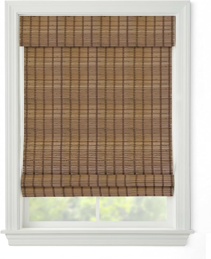 Cordless Woven Wood Roman Shades, 64W x 36H, Ashbury Camel, Sizes 20-72 Wide by FirstRateBlinds