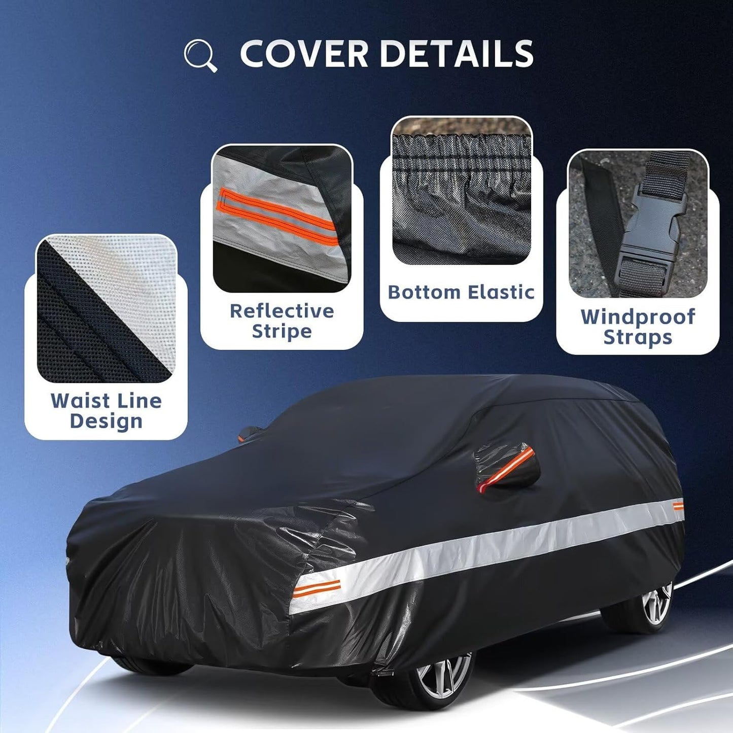 10 Layers SUV Car Cover Custom Fit for Buick Enclave (2007-2025), Waterproof All Weather for Automobiles, Outdoor Full Cover Sun Dust Rain Protection with Cotton. Black