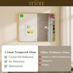 TETOTE 48 x 30 Inch Bathroom Mirror, Brushed Gold Metal Framed Wall Mounted - Image 4