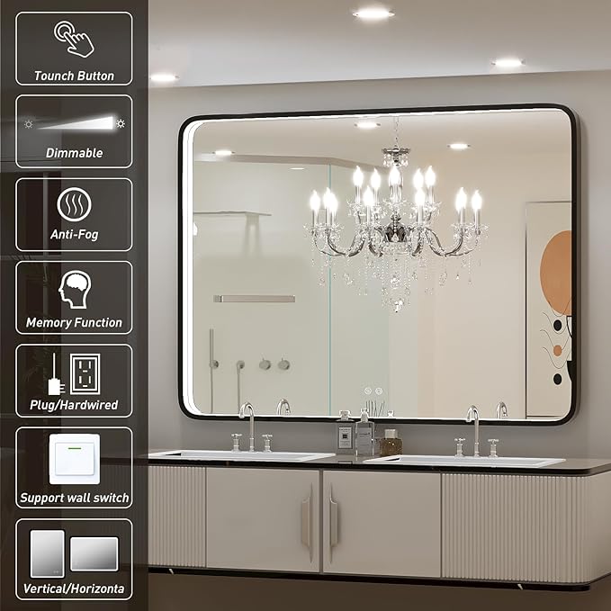 48x36 Inch LED Bathroom Mirror - Image 3