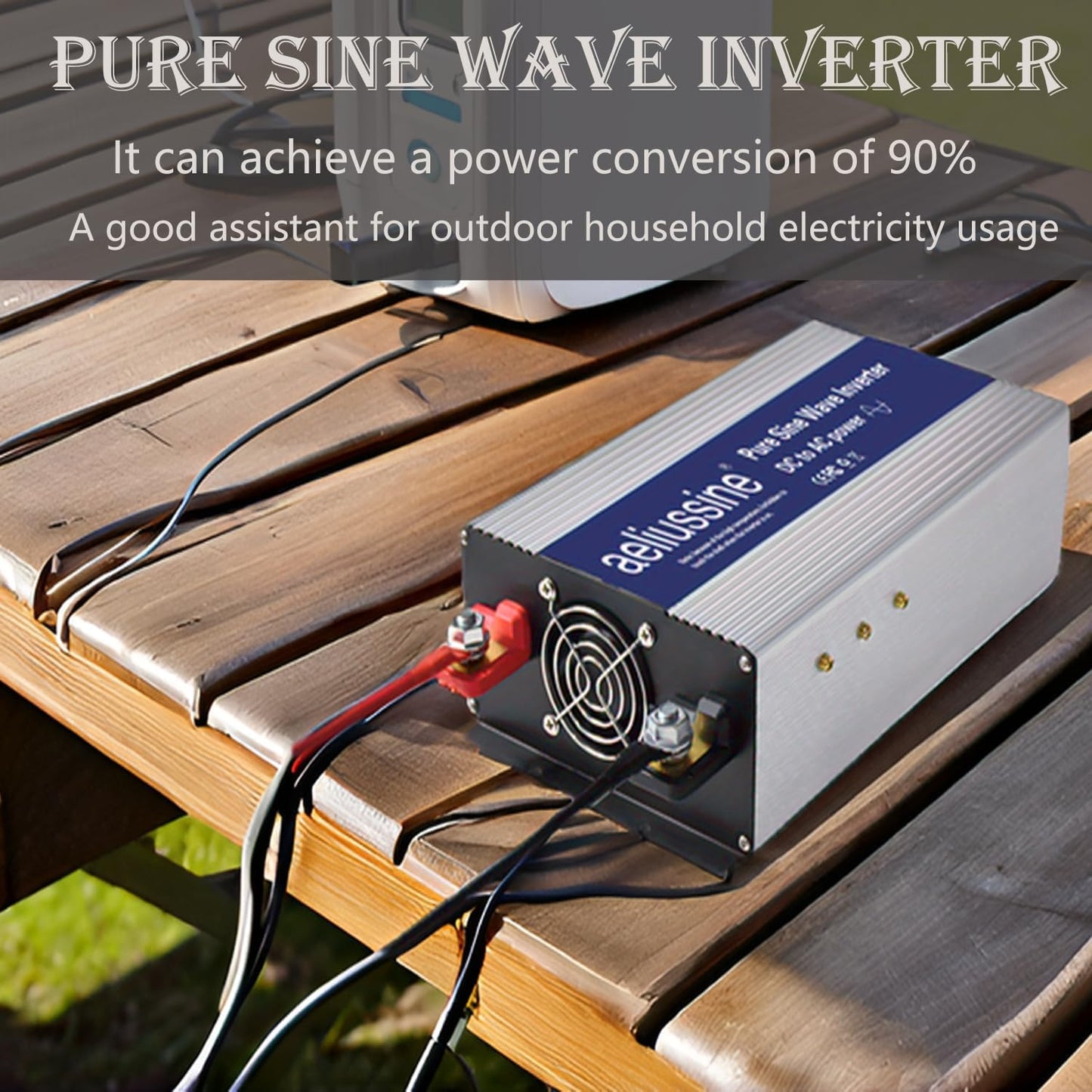 1200W Pure Sine Wave Inverter-36V DC to 110V 120V AC Power Converter with 2 AC Outlets, 36 Volt Power Inverter for Truck, Rv, Camping, Home, Emergency Power