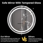 Round LED Bathroom Mirror with Lights, Backlit & Front Lighted, Wall-Mounted - Image 7