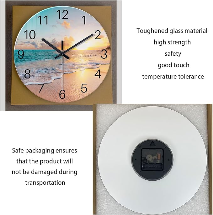 Round Blue Glass Office Wall Clock Decorative 24 Inch Beach Extra Large Wall - Image 6