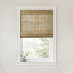 TWOPAGES Natural Woven Jute Roman Shades, Custom Cordless No Drill or Motorized by TWOPAGES