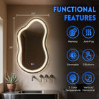 Dorlicecass Irregular Led Bathroom Mirror- Black 24"x36" Single Piece Vanity - Image 5