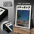 Vintage Japanese Black Framed Wall Art 90s Vaporwave Aesthetic Print Asian - Image 2