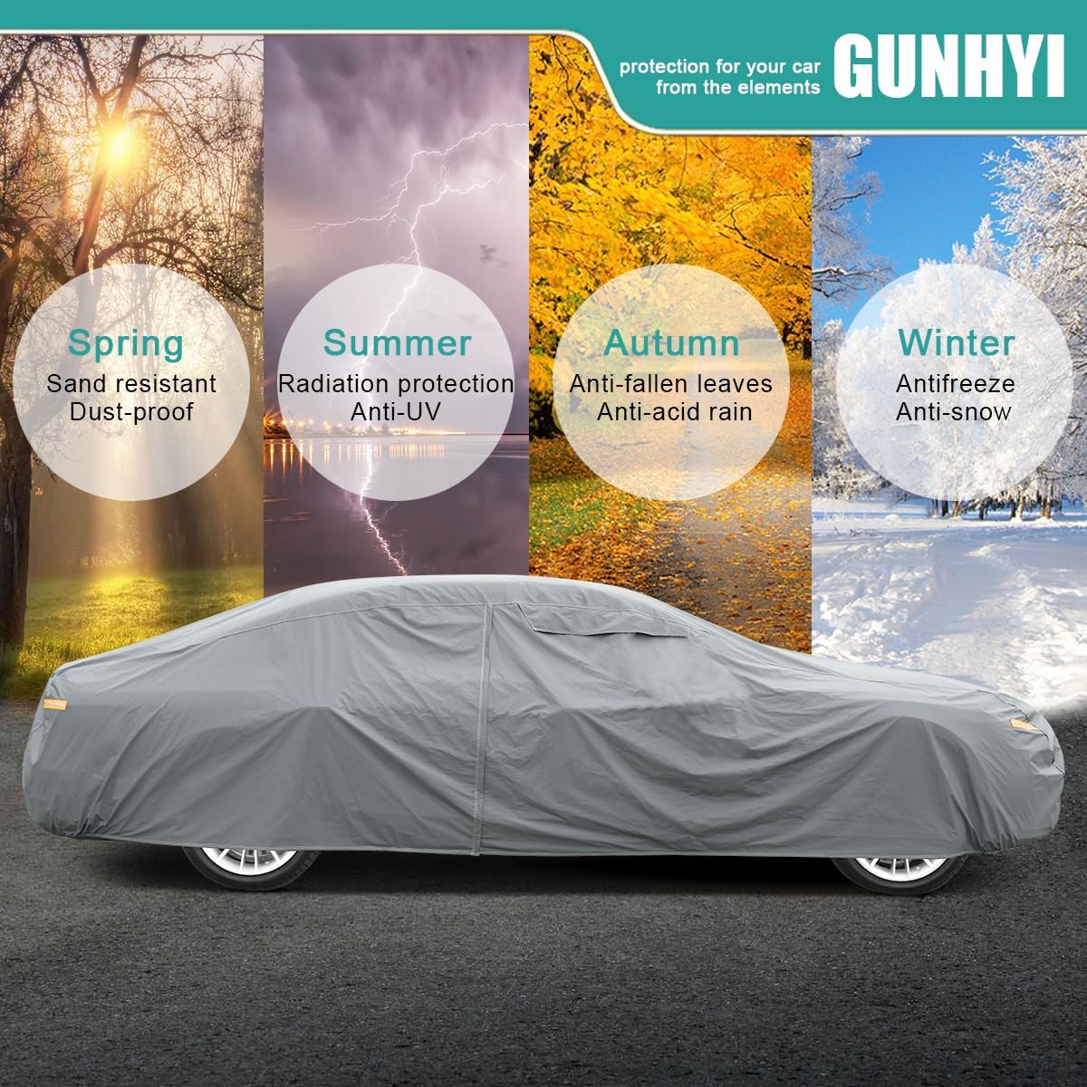 16 Layers Large SUV Car Cover Waterproof All Weather Heavy Duty, Universal Fit Cadillac Escalade ESV, Chevrolet Chevy Suburban, Ford Expedition Max, GMC Suburban, Lincoln Navigator LWB etc.