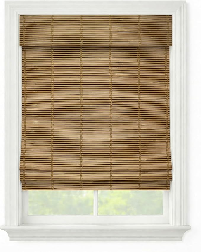 Cordless Woven Wood Roman Shades, 63W x 48H, Bayhead Natural, Sizes 20-72 Wide by FirstRateBlinds