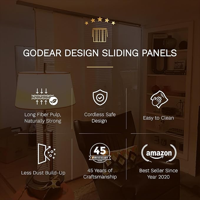 GoDear Design Adjustable Sliding Closet Door Blinds 45.8"- 86" W x 96" H - Image 6