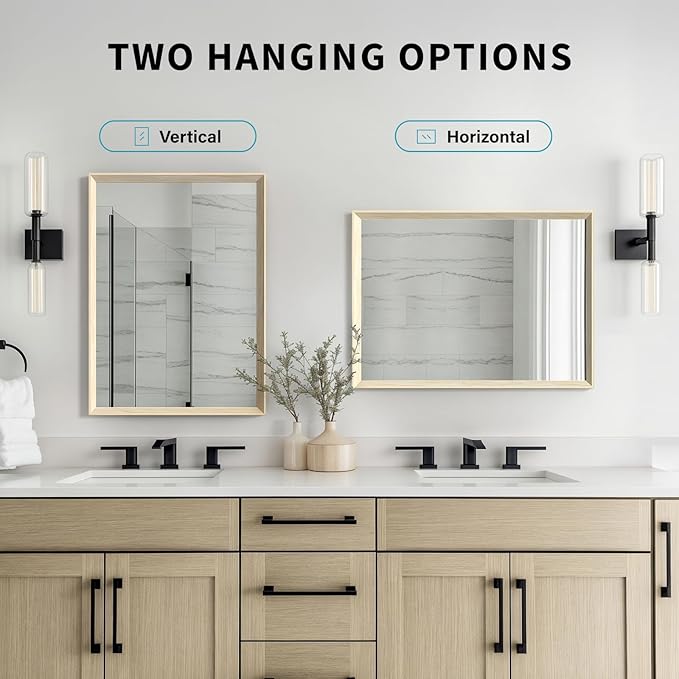 Oak Wood Effect Framed Wall Mirror, 36x40 Rectangle Mirror, Anti-desilvering - Image 6