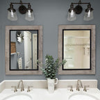 YOSHOOT Rustic Wooden Framed Wall Mirror, Natural Wood and Iron Bathroom Vanity - Image 5