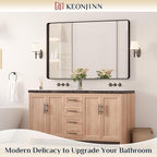 Keonjinn Black Bathroom Mirror for Over Sink, 48 x 30 Inch Rounded Rectangle - Image 2