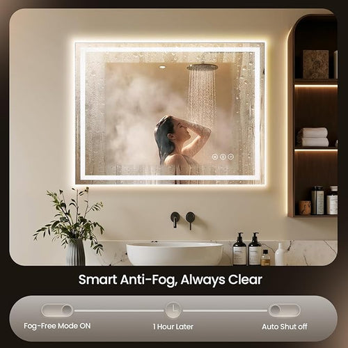 30X36 LED Bathroom Mirror with Lights, Backlit + Front Lit, Lighted Bathroom - Image 2