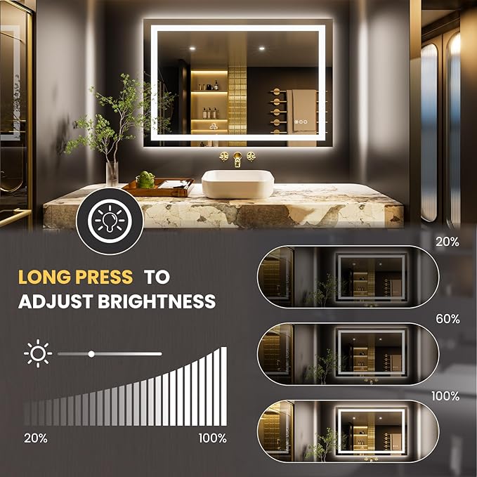 LOAAO 40"x28" LED Bathroom Mirror - Image 3