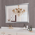 Amorho 48X36 Inch Bathroom Mirror Silver, Thick Metal Framed Wall Mirrors by Amorho