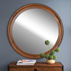 CULER Round Wall Mirrors 30 Inch, Wood Rustic Decorative Transitional Mirror - Image 6
