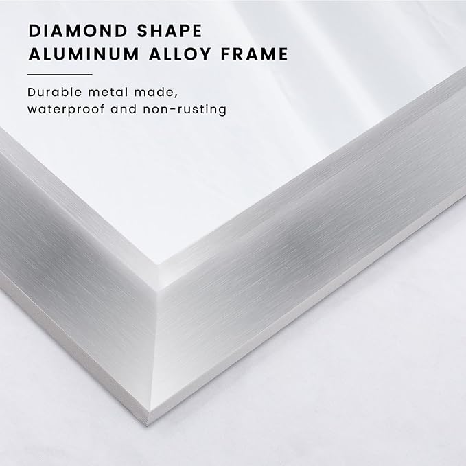 Amorho 48X36 Inch Bathroom Mirror Silver, Thick Metal Framed Wall Mirrors - Image 2