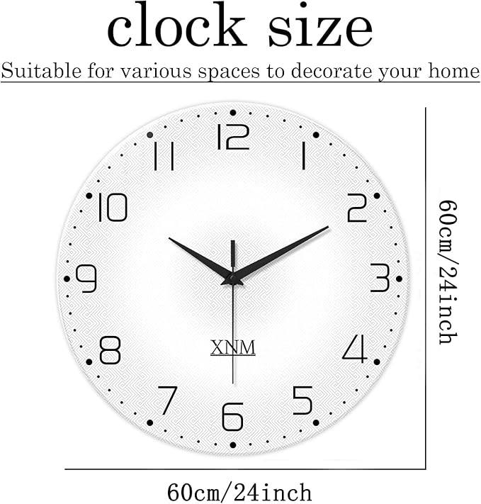 XNM Modern Minimalist Glass Wall Clocks Battery Operated 24 Inch Large Simple - Image 3