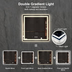 LED Mirror for Bathroom, 36x36 Inch, 3 Colors Dimmable CRI>90 Double Lights - Image 4