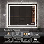 LED Bathroom Mirror, 40x32 Inch Gradient Front and Backlight Bathroom Vanity - Image 2