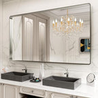 LOAAO 84X32 Inch Brushed Nickel Bathroom Mirror, Rounded Rectangle Silver Metal by LOAAO