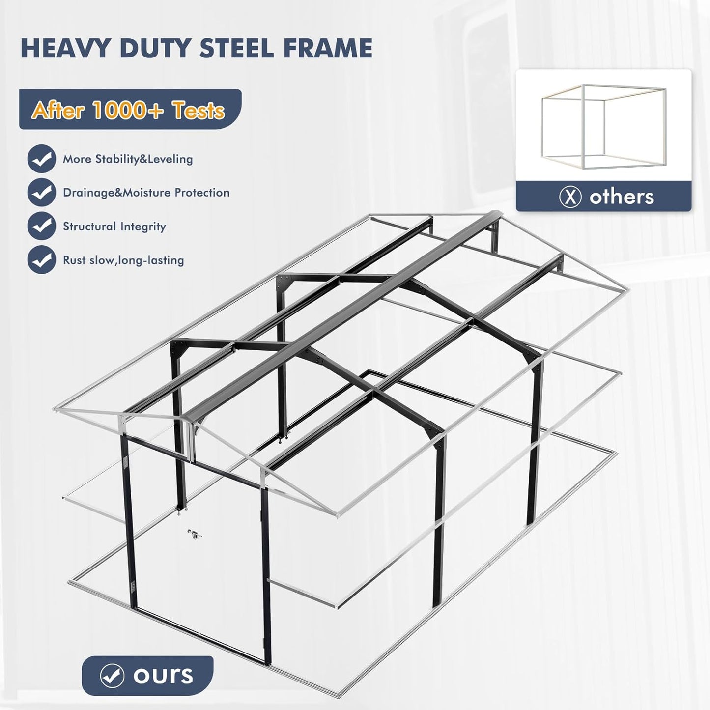 10x16 FT Metal Outdoor Shed Extra Large Waterproof Tools Storage House with Skyview Windows Air Vent Reinforced Frame for Outside Garden Backyard to Store Bikes,Lawnmower,Garage,Dark Grey