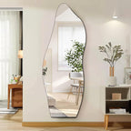 QDSSDECO Full Length Mirror 63"x24" Irregular Wall Mirror Wave Frameless by QDSSDECO