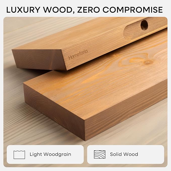 Homeforia 24 inch Golden Oak Floating Shelf, High End Solid Real Wood 24inch - Image 3