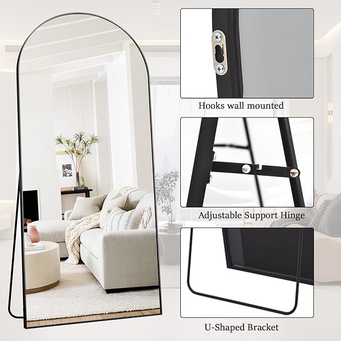 Rowjut Floor Full Length Mirror, Arched Mirrors Full Length 76"x34" - Image 5