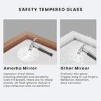 Amorho Bathroom Mirror, 48X32 Inch Wall Mirror, Walnut Wood Grain Metal Framed - Image 5