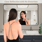LOAAO 60X30 Inch Black Metal Framed Bathroom Mirror - Image 2