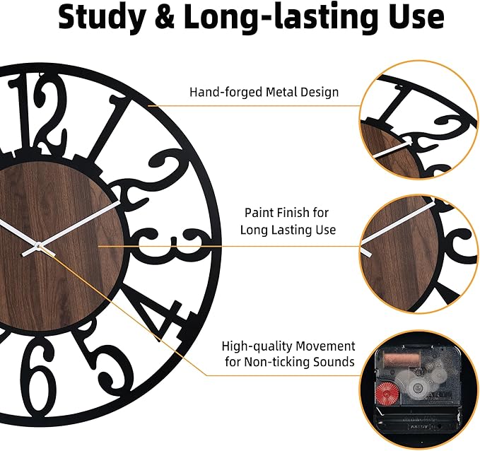32'' Large Wall Clock with Adjustable Night Light, Glow in The Dark Decorative - Image 5